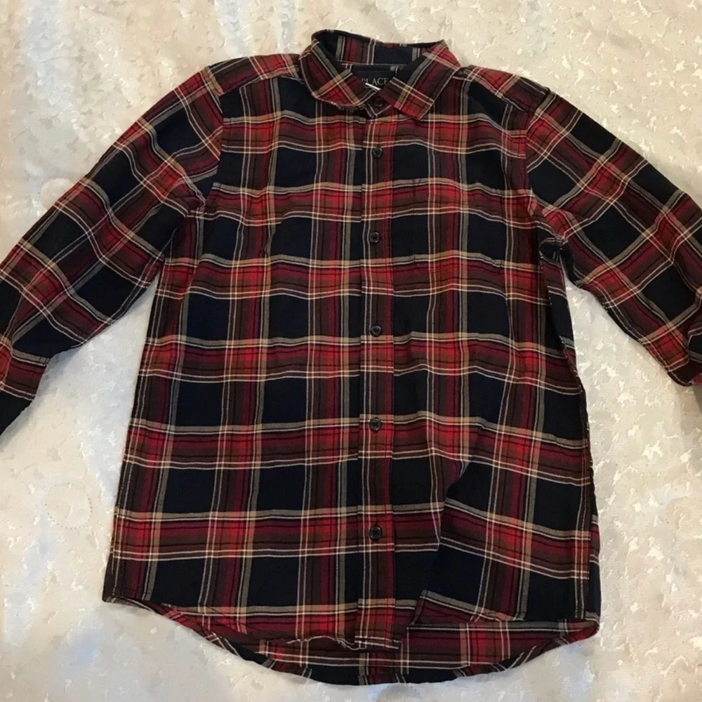 The Childrens Place Plaid Button-Up Shirt - NWOT Size 10/12